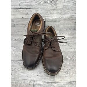 Clarks Edgewick Plain Men Dark Brown Leather Oxford Shoes Size US 8M Ortholite